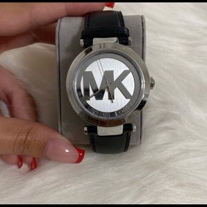 Black & Silver Leather Michael Kors Watch